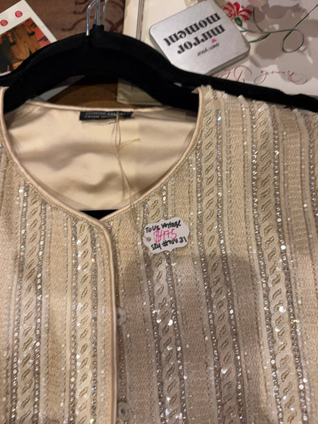 Stunning Giorgio Armani White Beaded Cropped Sleeveless Evening Jacket