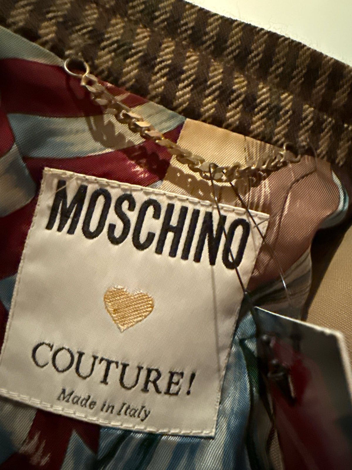 Moschino Size 8 Brown Plaid Equestrian Jacket