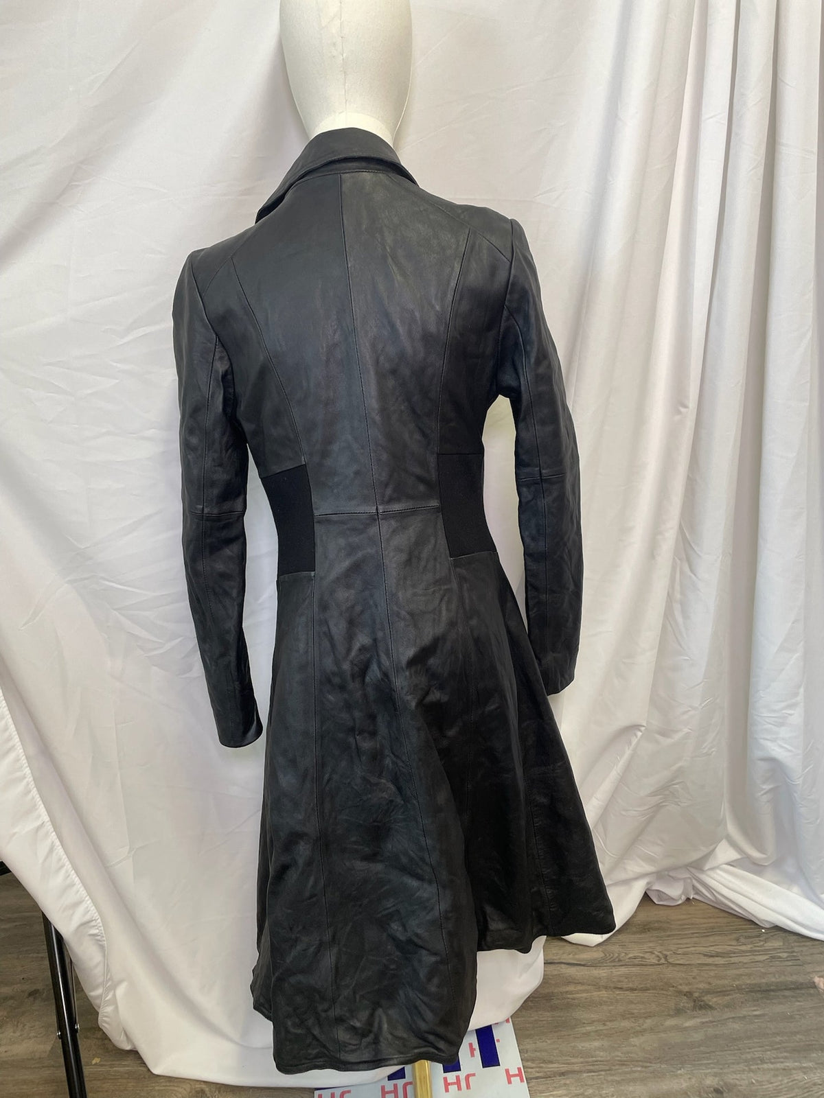 Black Leather Lace-Up Corset Coat