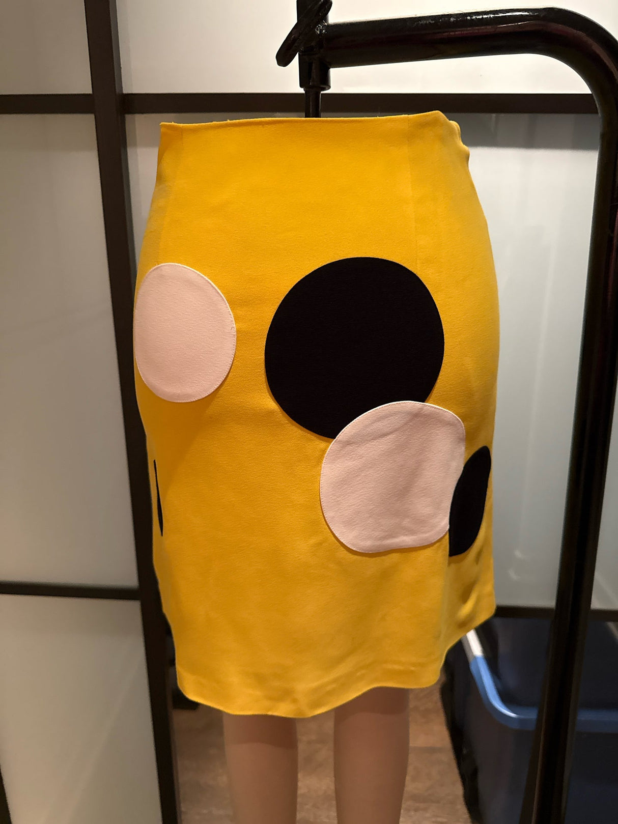 Moschino Cheap & Chic Yellow & Black Polka Dot Skirt The Nanny