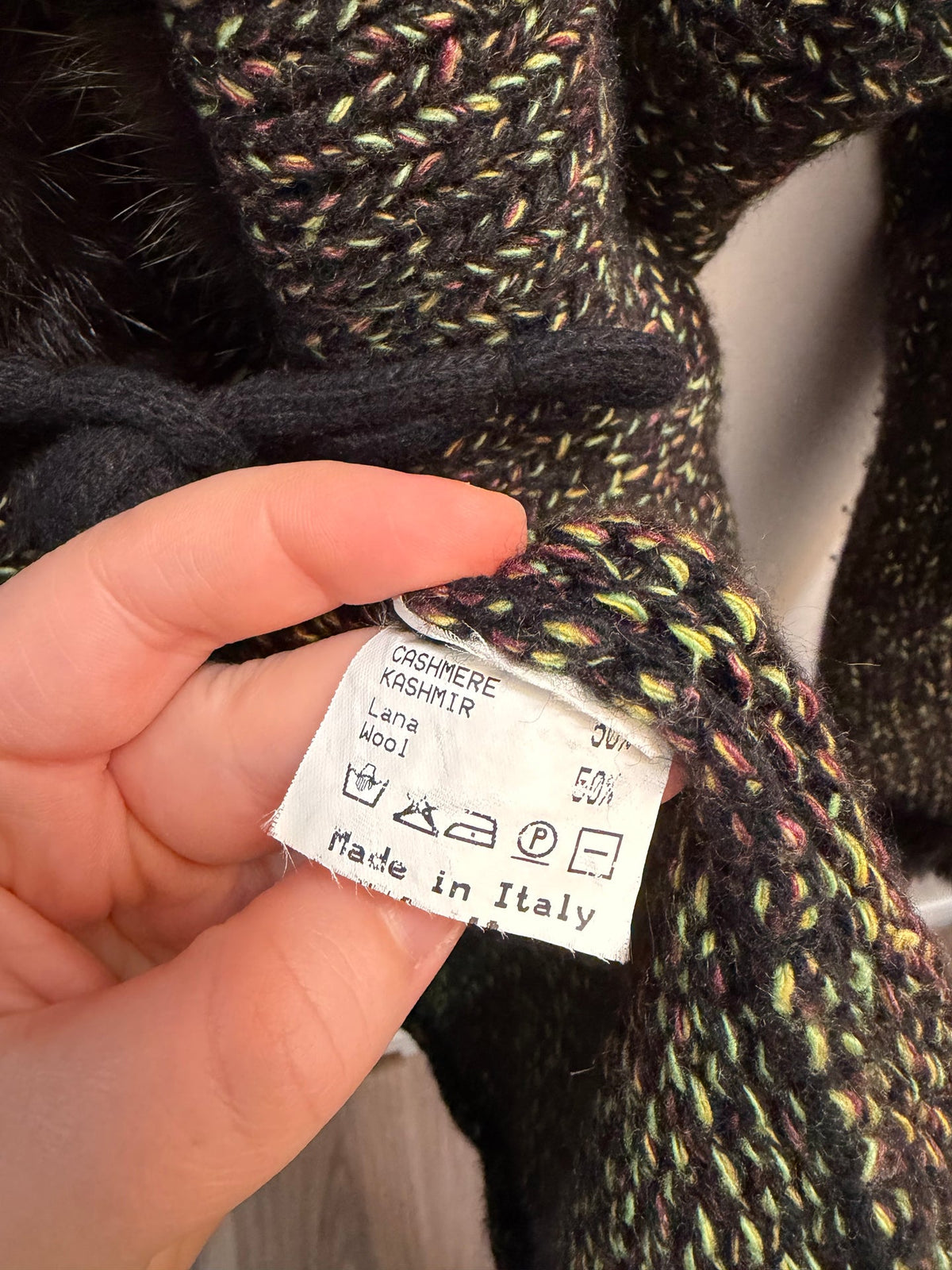 Rani Aribella Cashmere + wool fur trimmed cardigan