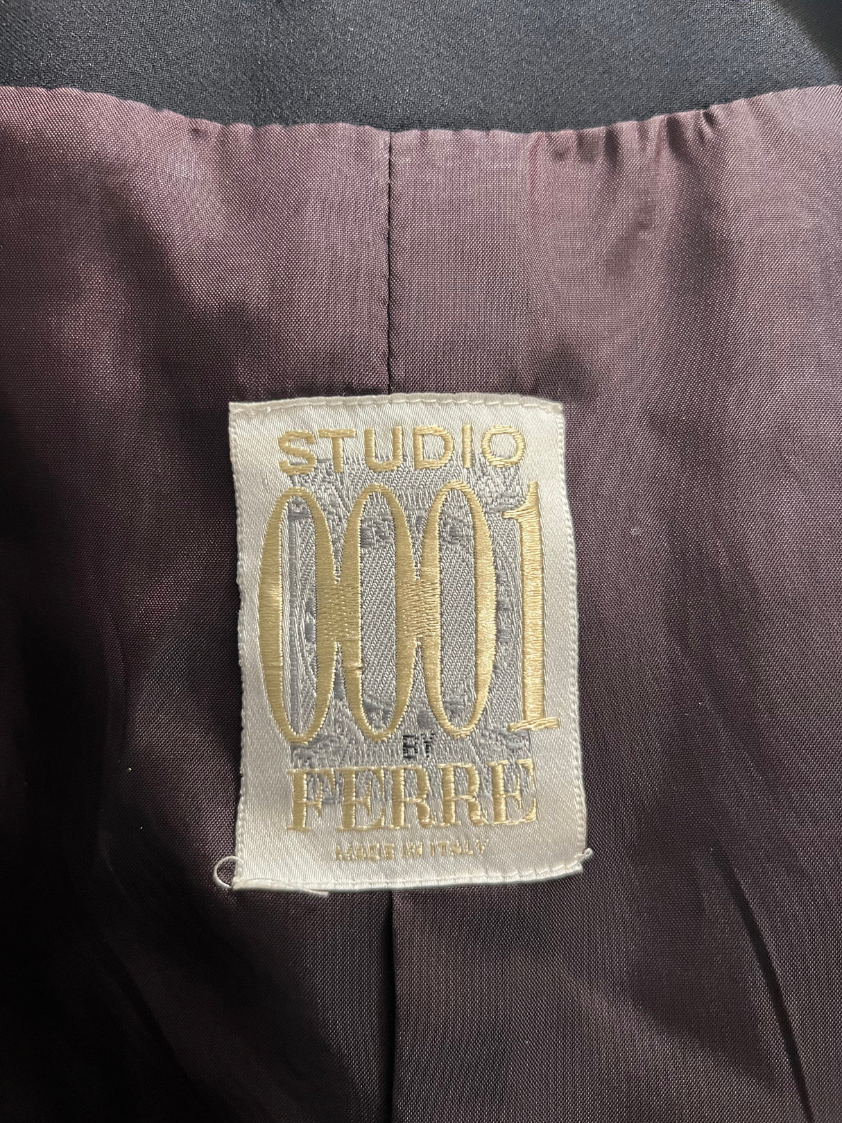 Vintage Studio 0001 Ferre Black Blazer with Gold Broach Detail size 8