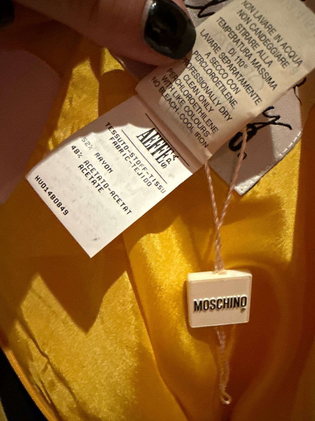 Moschino Cheap & Chic Yellow & Black Polka Dot Skirt The Nanny