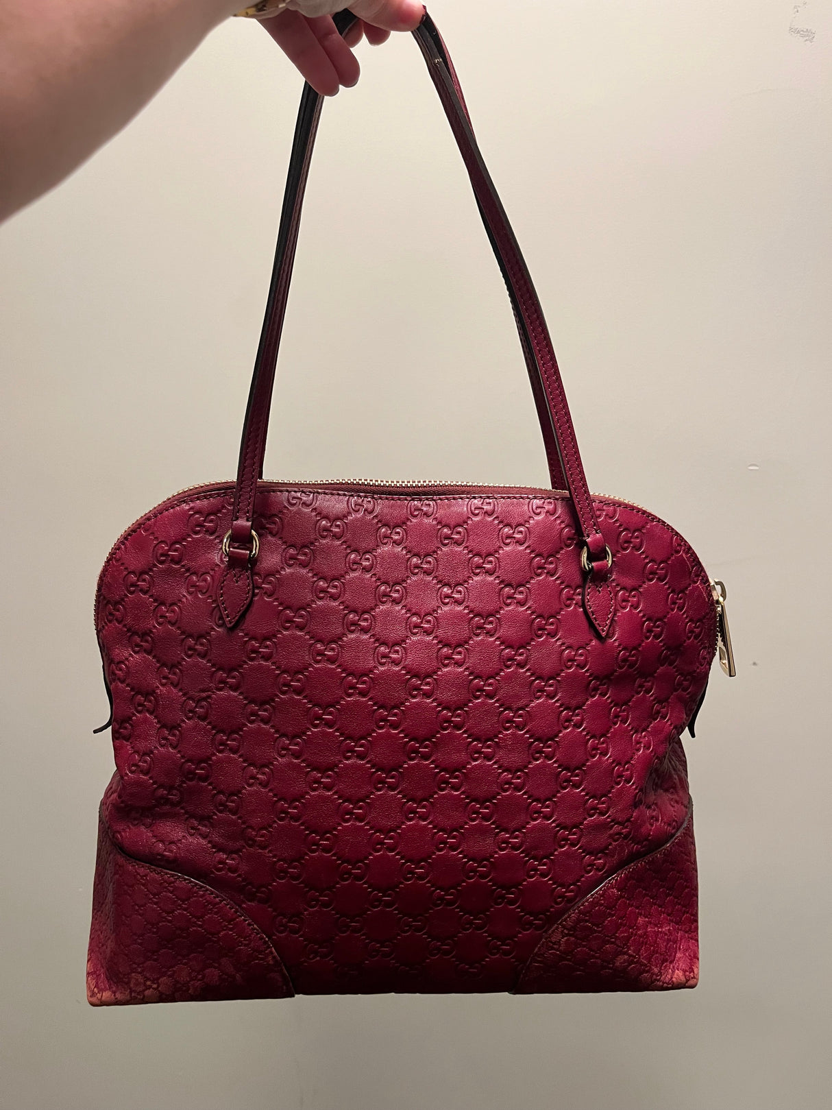 Vintage Y2K Red Gucci Bree Guccissima Tote Bag