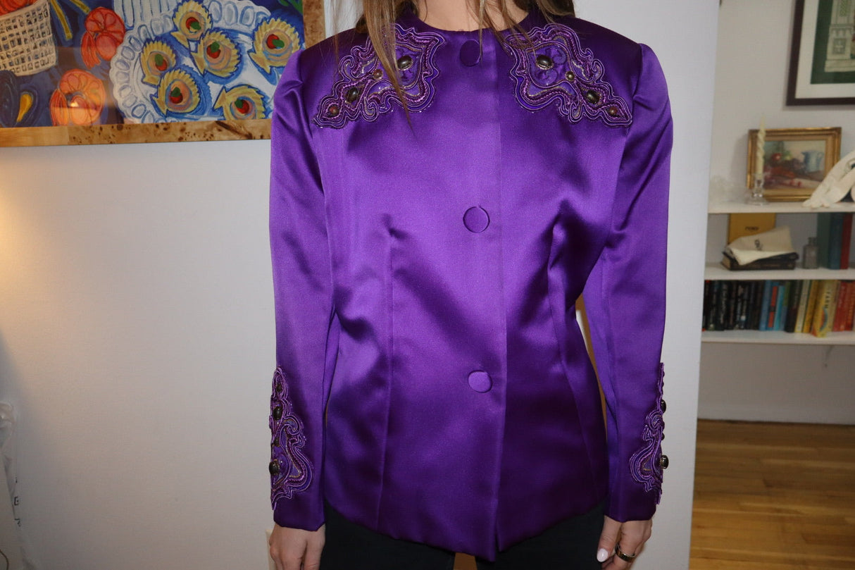 Vintage Purple Givenchy Embellished Blazer with Stunning Embroidery- size M