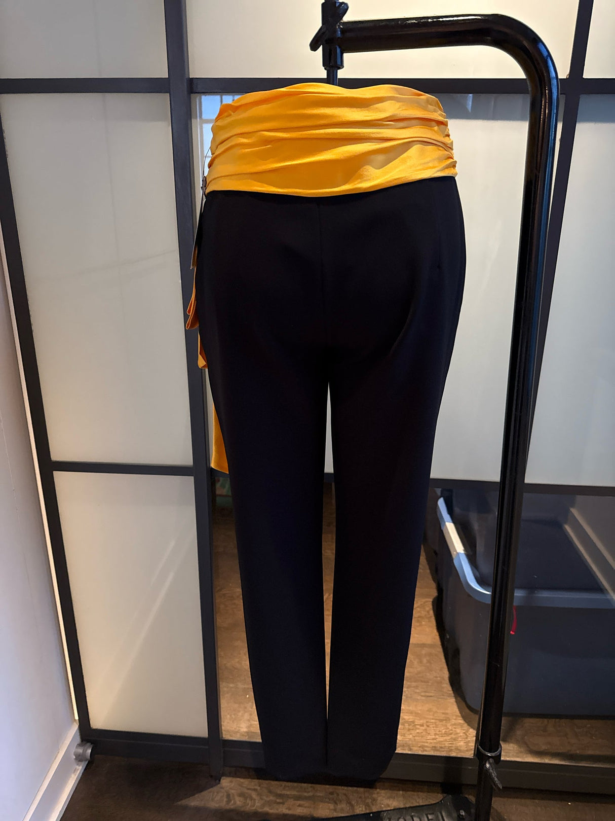 Moschino Black & Yellow Satin Bow Pants