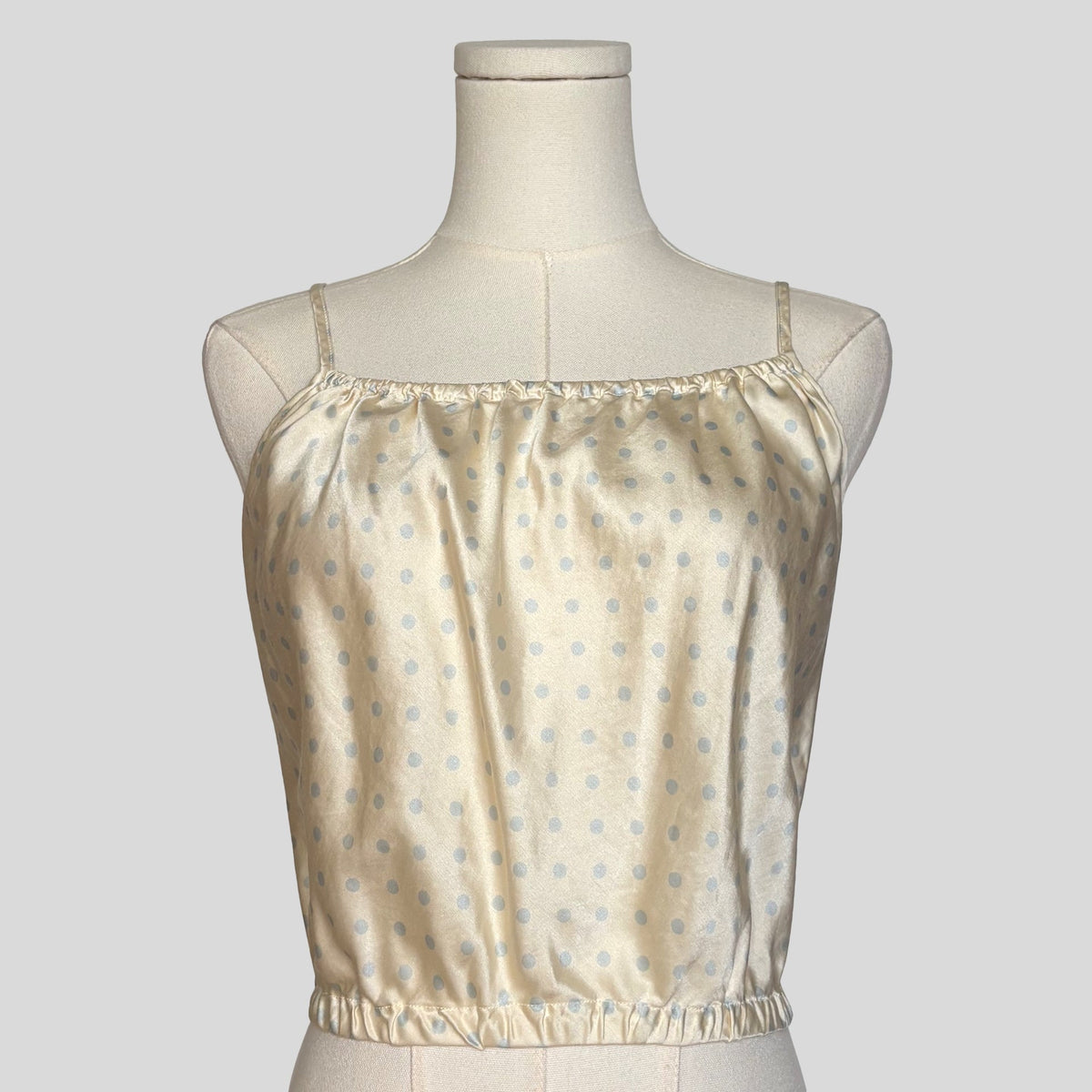 Polka dot silk cami in cream