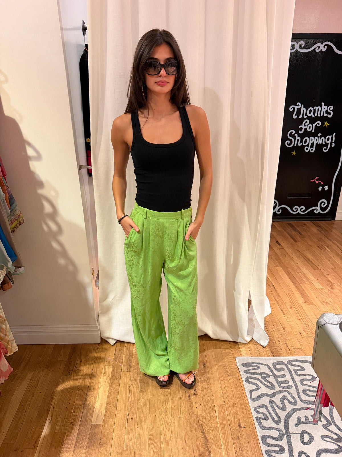Vintage green YSL silk pants - TUV #12131