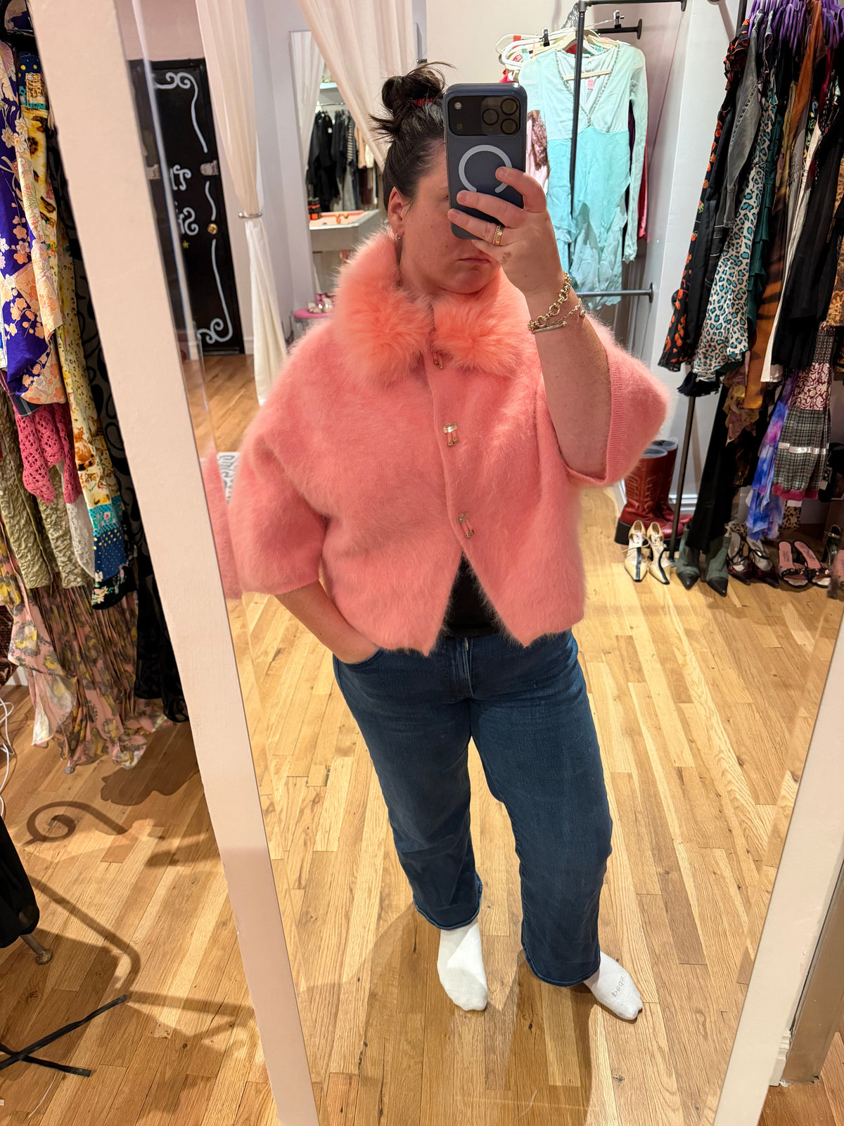 Pink sweater with fur