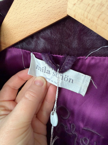 Rare Vintage Mila Schon Purple Pony Hair Jacket with tags from Iris Apfel personal collection - size 6