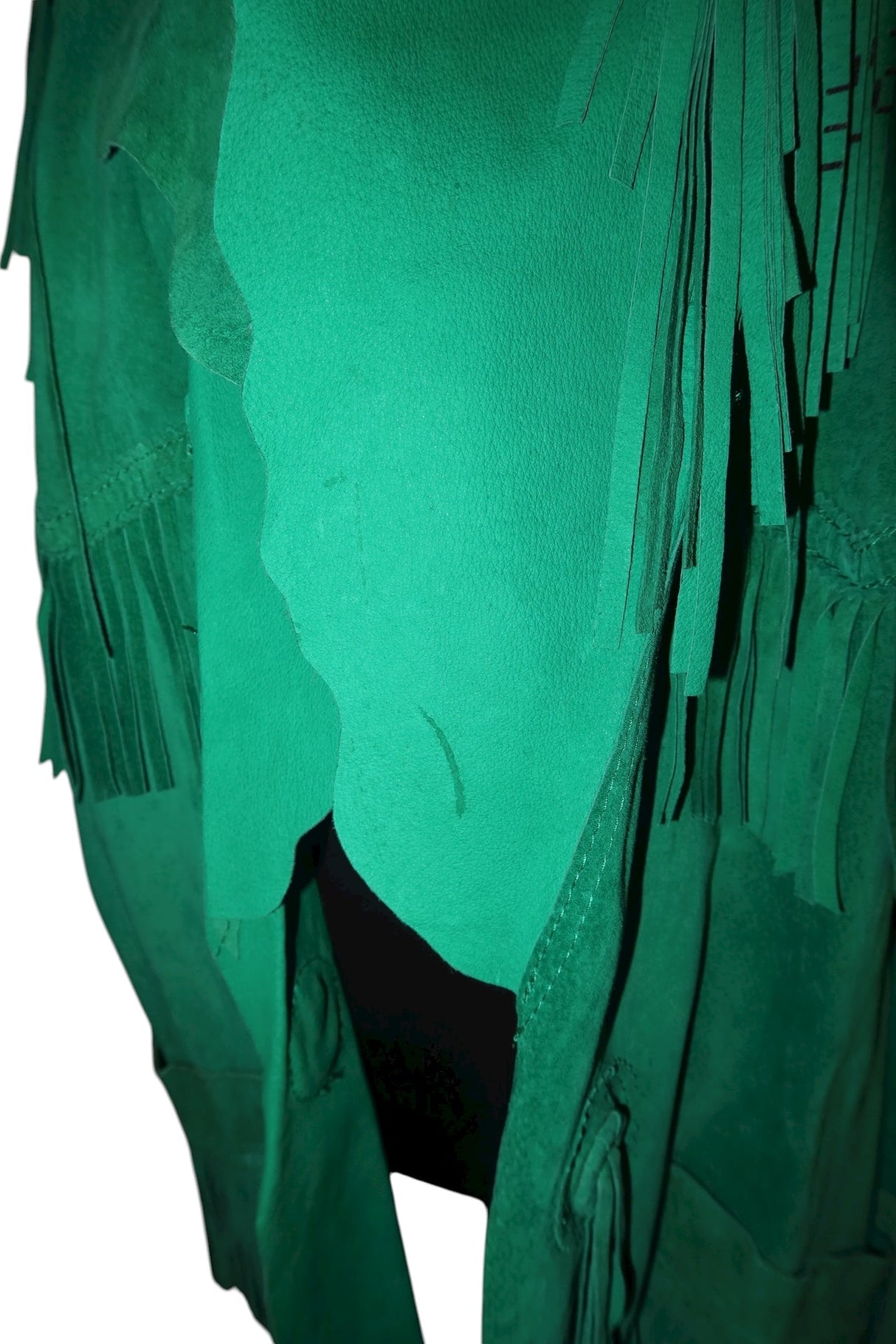 Moschino green leather/suede jacket with fringes