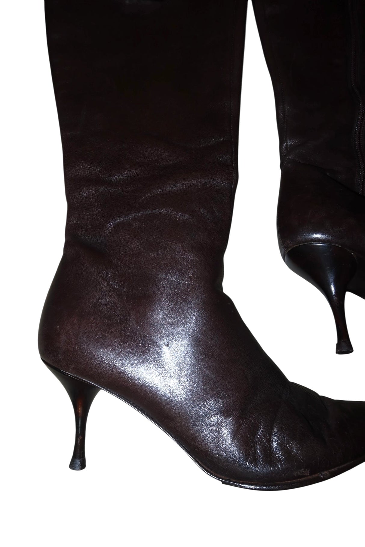 Escada brown boots with tortoise shell logo (37.5)
