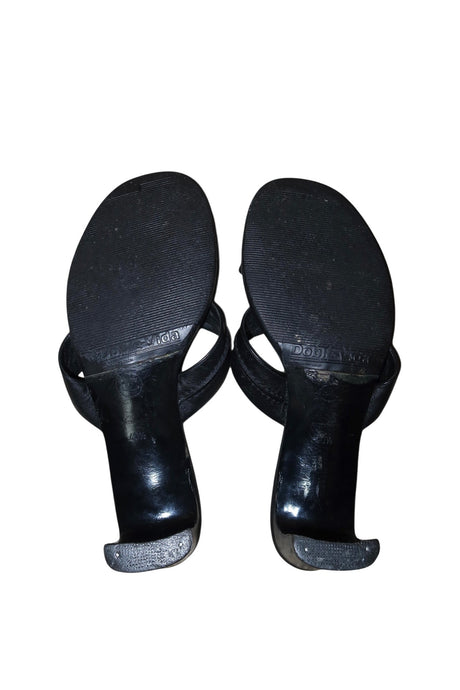 Chanel black leather sandal mules with silver details (40.5)
