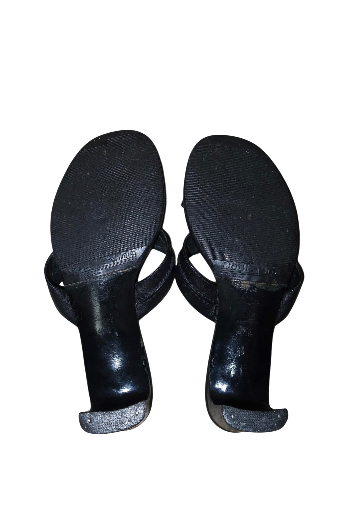 Chanel black leather sandal mules with silver details (40.5)