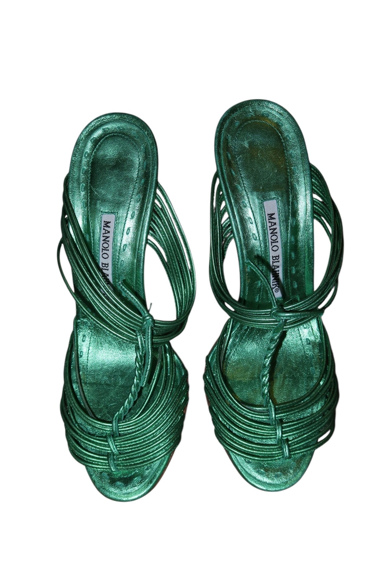 Manolo Blahnik metallic green heels (38)