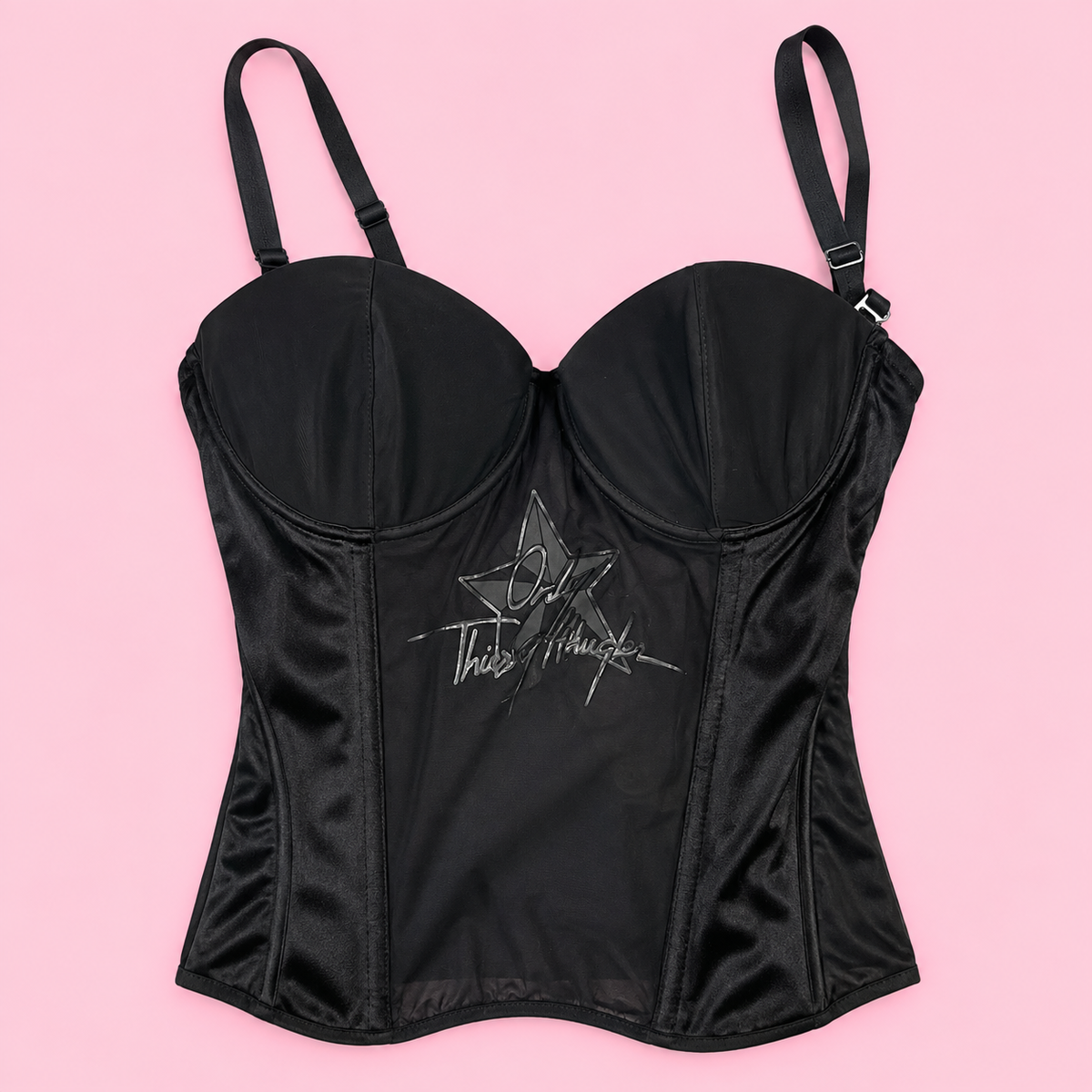Thierry Mugler Black Logo Corset Bustier Top