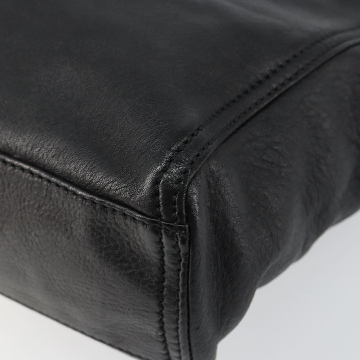 #63 Fendi Hand Bag Leather Black Silver