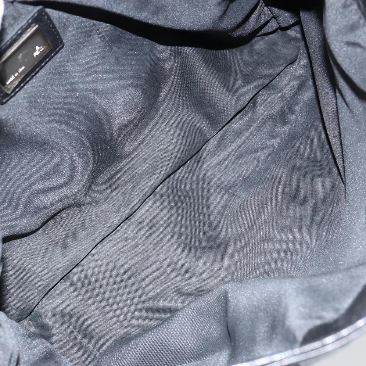 #63 Fendi Hand Bag Leather Black Silver