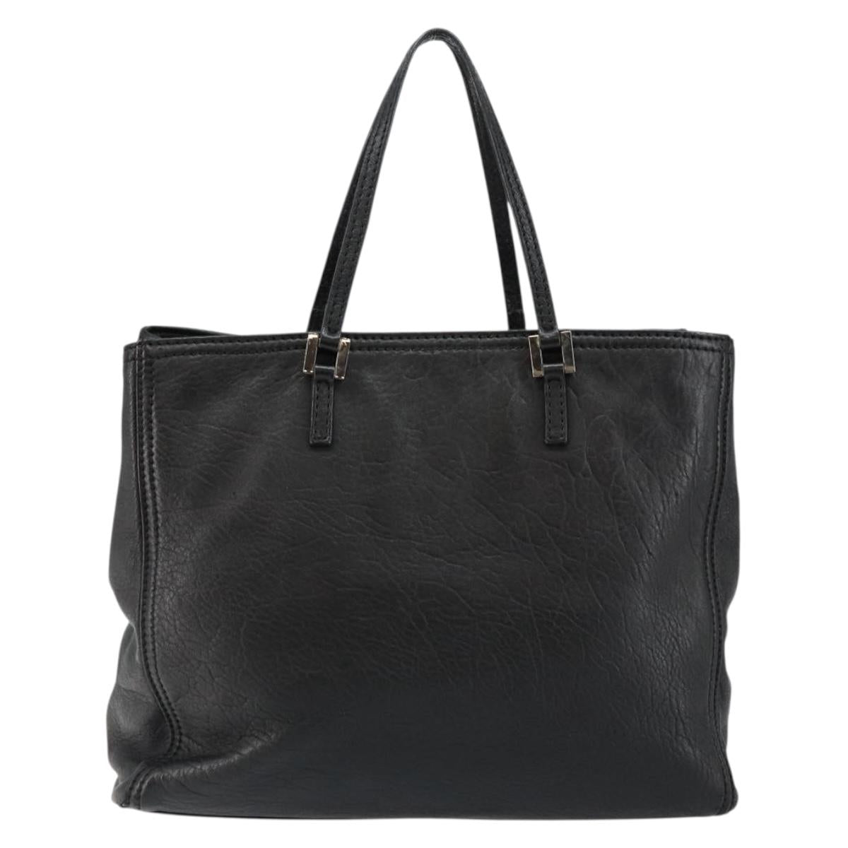 #63 Fendi Hand Bag Leather Black Silver