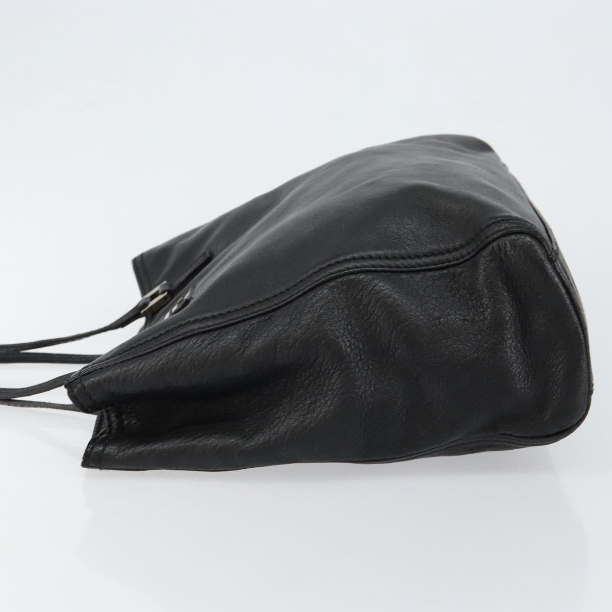 #63 Fendi Hand Bag Leather Black Silver