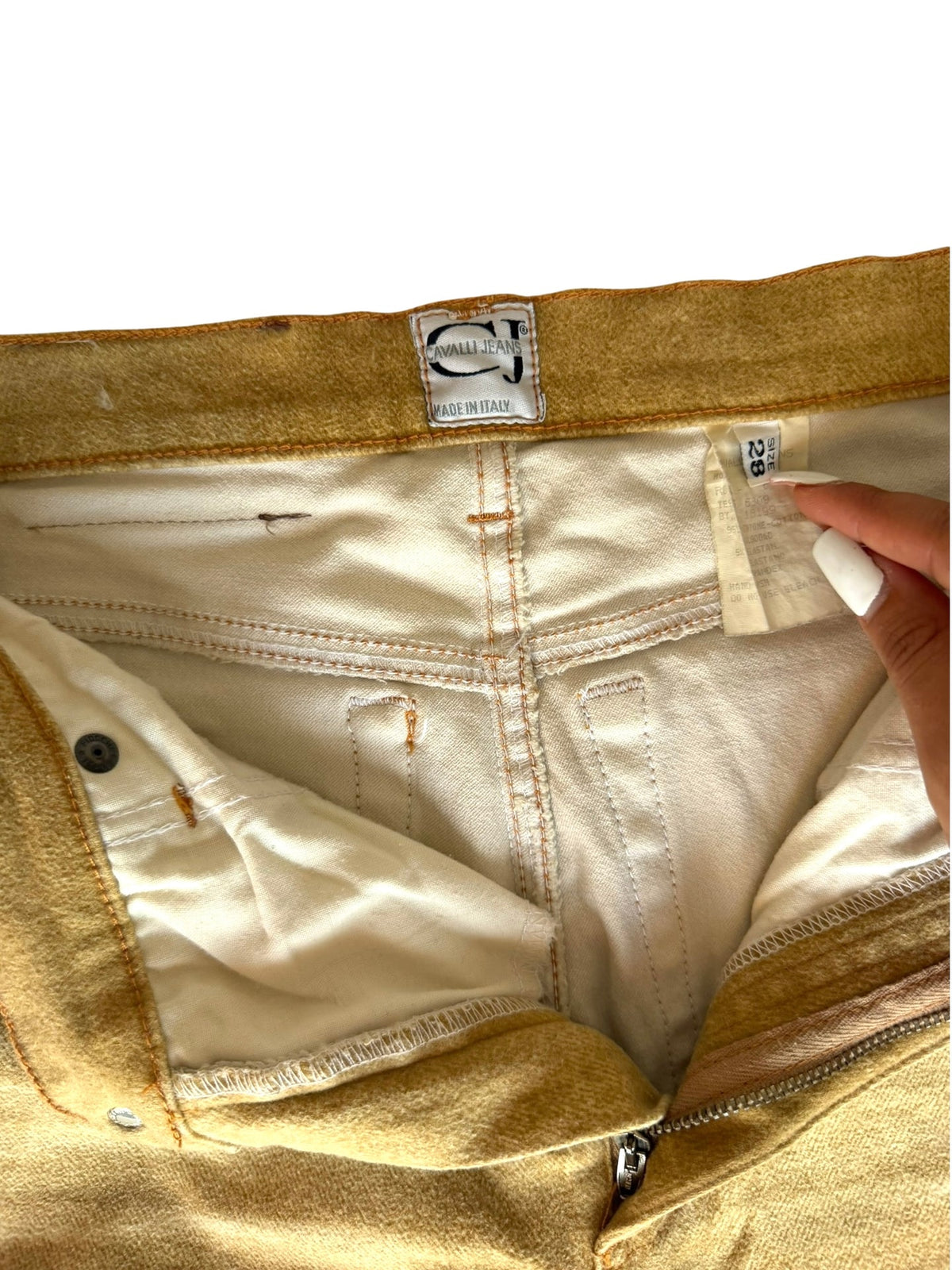 Cavalli beige cotton flannel jeans (sz 28)