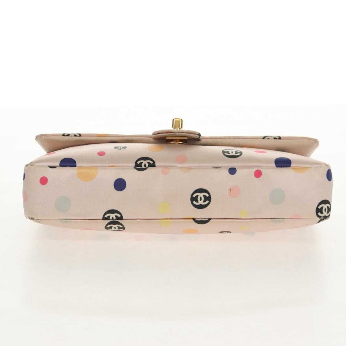 Chanel 2004 Pink Polka Dot Satin Flap Shoulder Bag