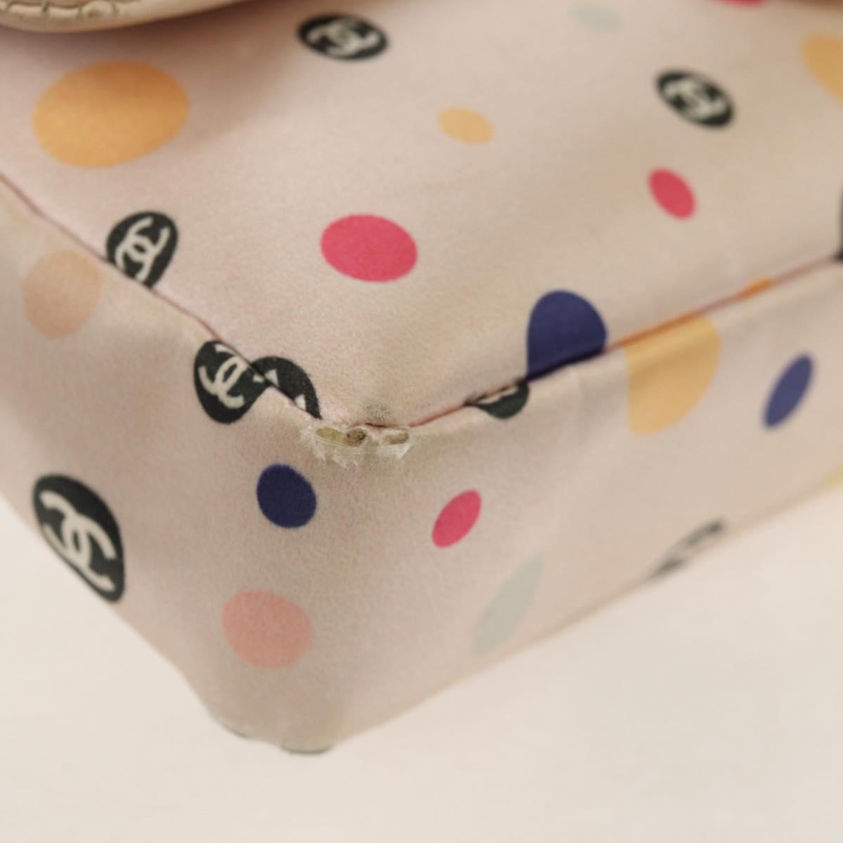 Chanel 2004 Pink Polka Dot Satin Flap Shoulder Bag