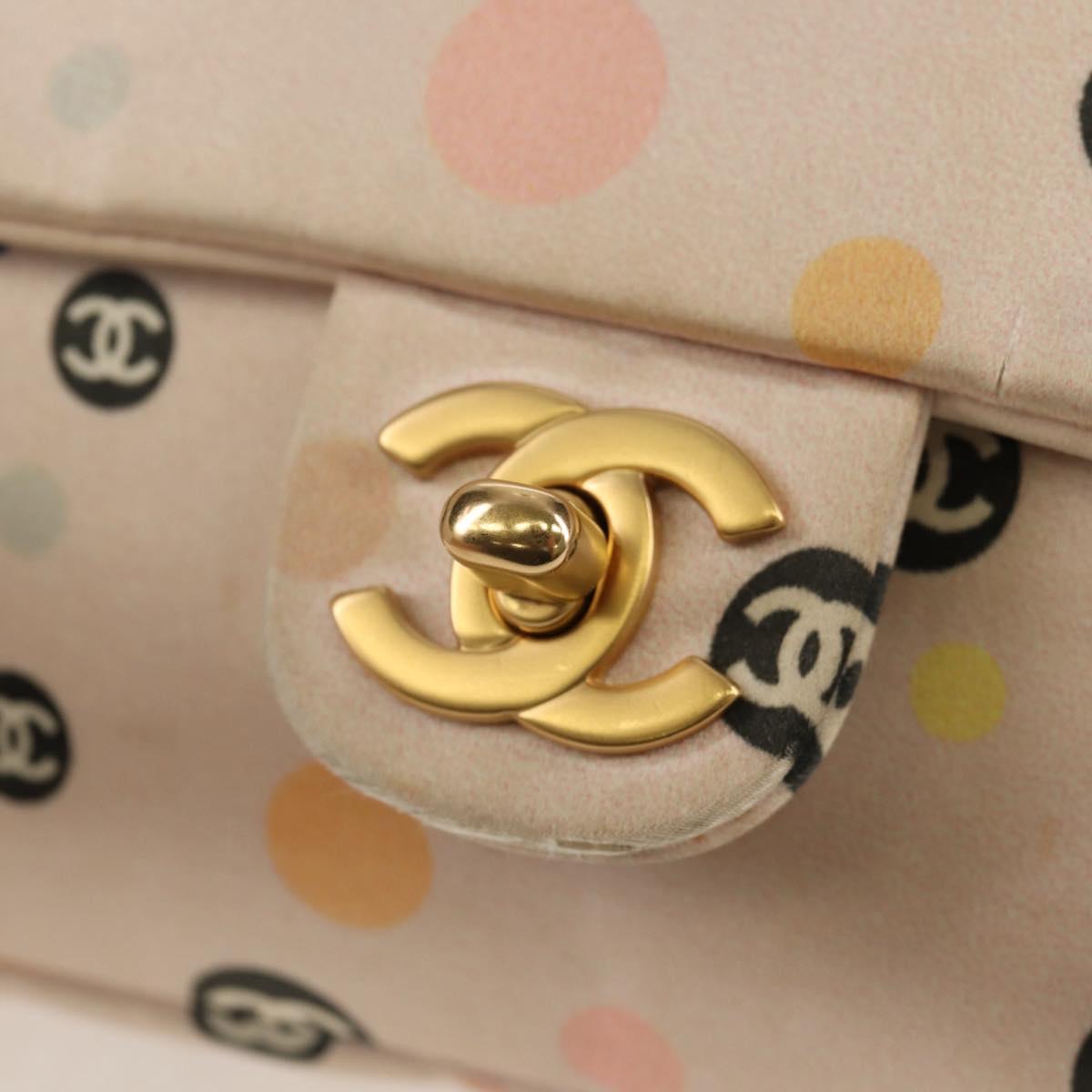 Chanel 2004 Pink Polka Dot Satin Flap Shoulder Bag