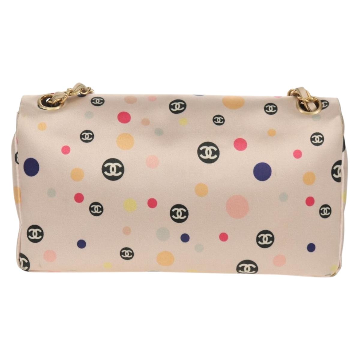 Chanel 2004 Pink Polka Dot Satin Flap Shoulder Bag