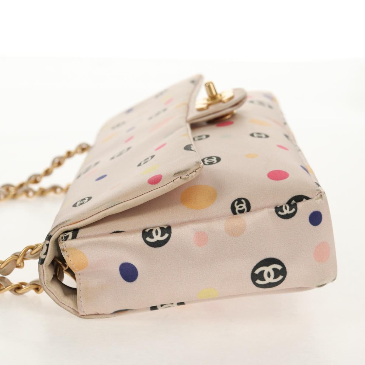 Chanel 2004 Pink Polka Dot Satin Flap Shoulder Bag