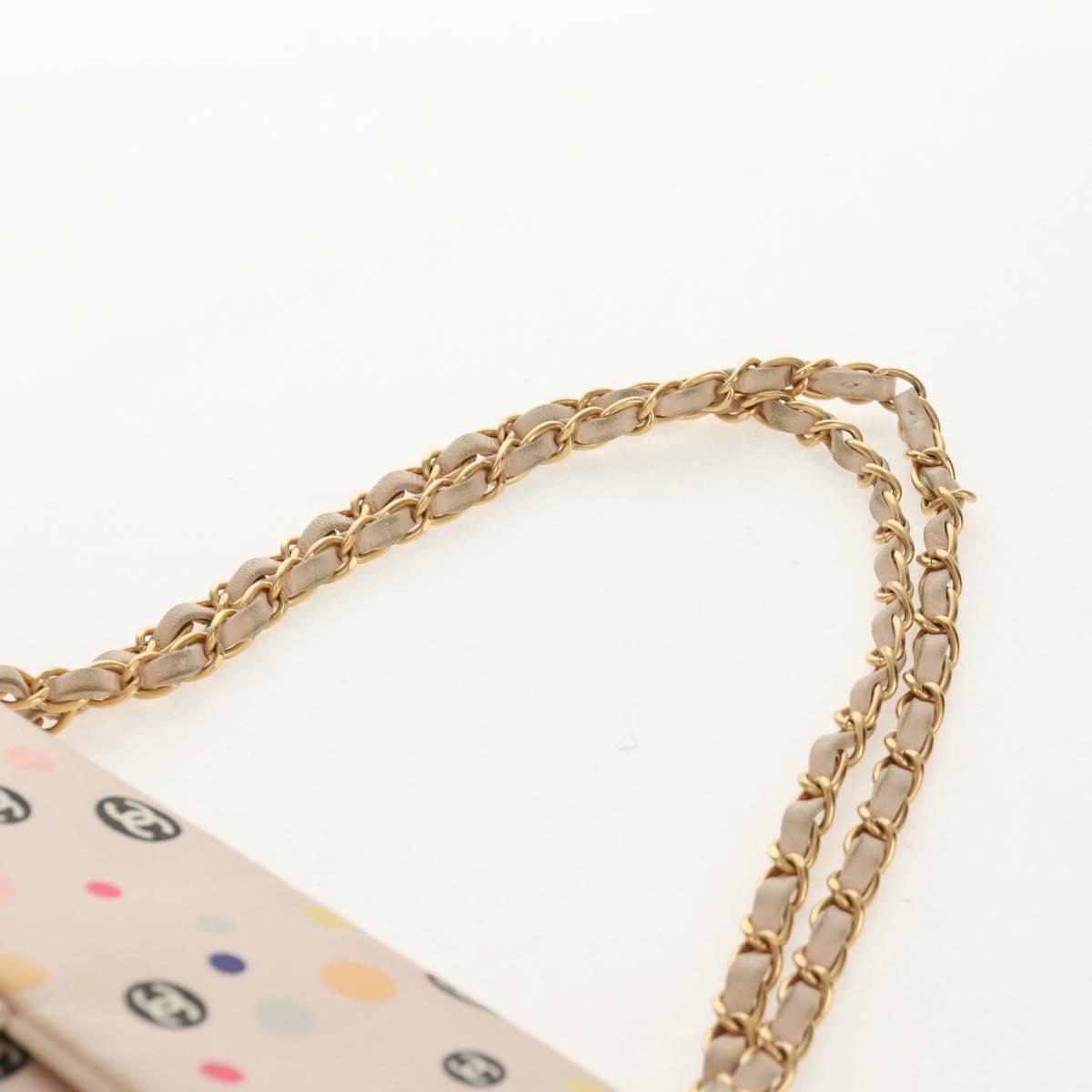 Chanel 2004 Pink Polka Dot Satin Flap Shoulder Bag