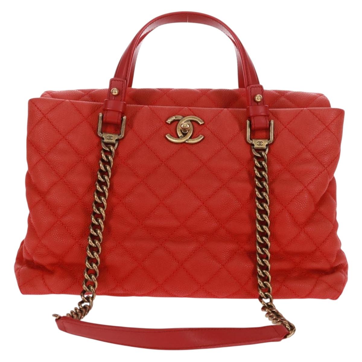 Chanel Quilted Portobello Tote Orange