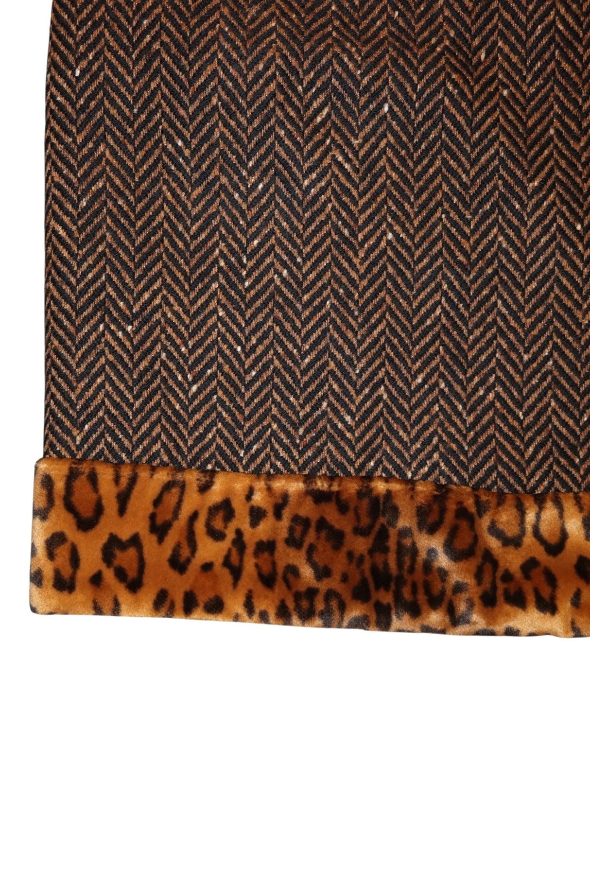 Moschino herringbone and leopard fur trim skirt (42)