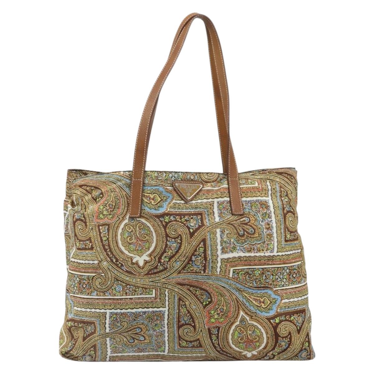 Prada Paisley Print Canvas Tote Bag