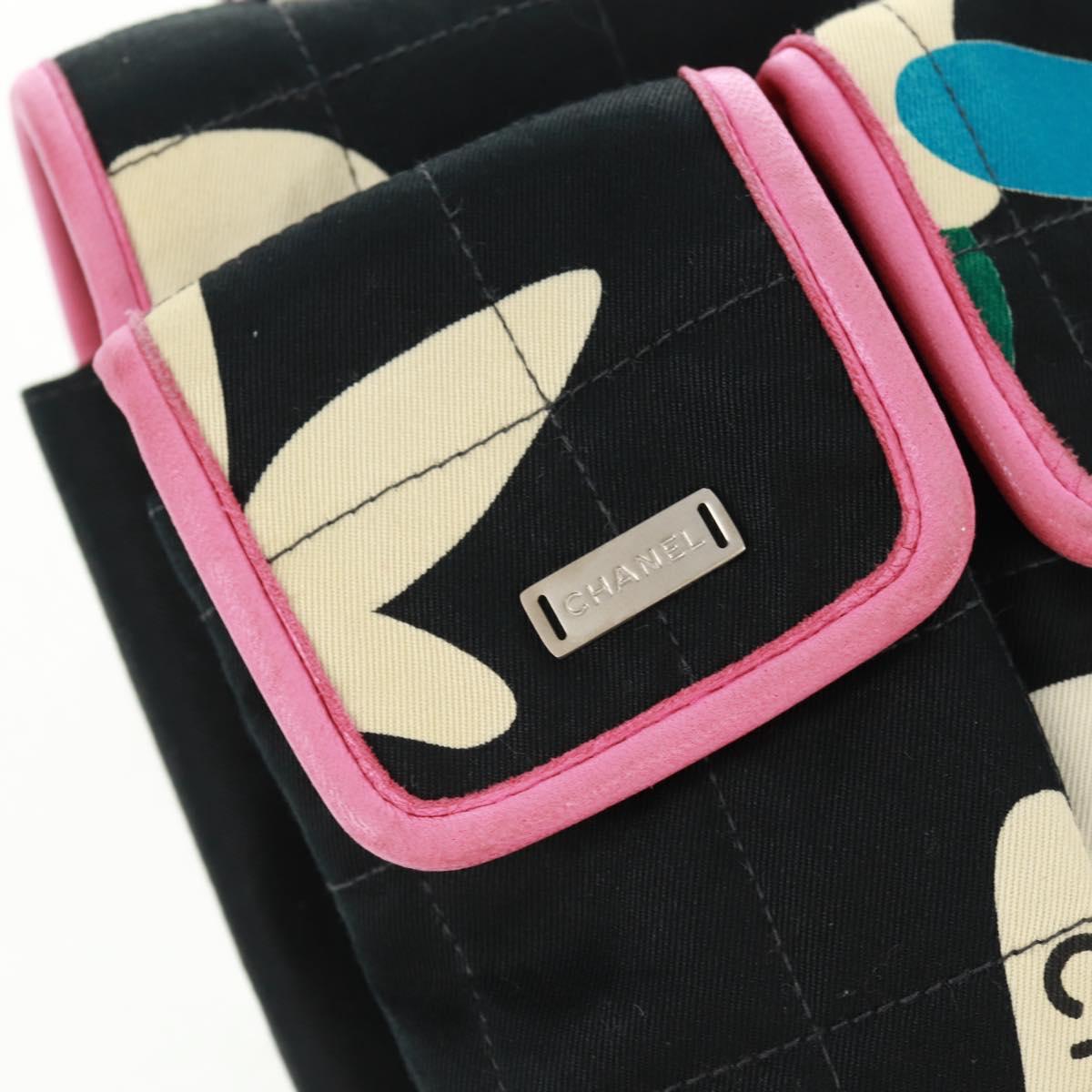 #62 Chanel Vintage Chocolate Bar Multipocket Flap Bag Quilted Printed Canvas Medium