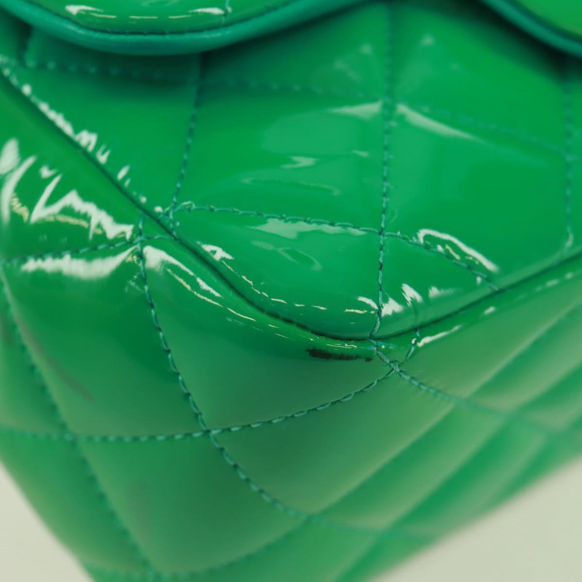 65 Chanel Classic Patent Mini Square Flap Bag Green