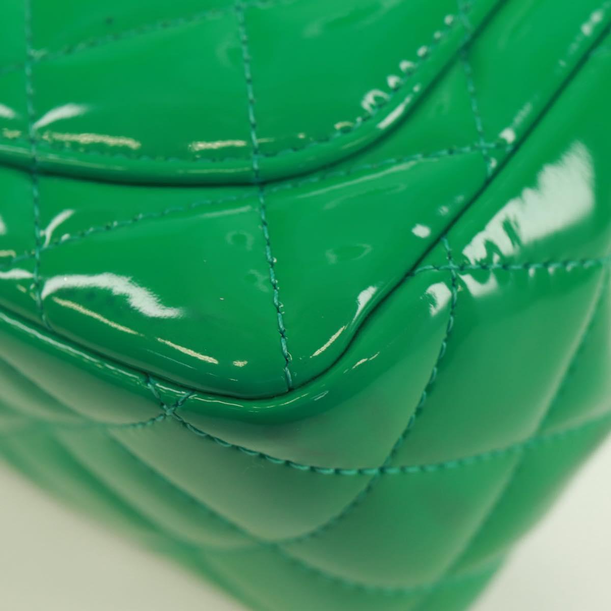 65 Chanel Classic Patent Mini Square Flap Bag Green
