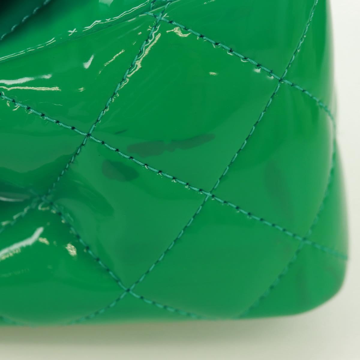 65 Chanel Classic Patent Mini Square Flap Bag Green