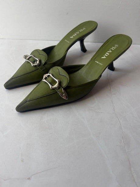 Prada EU 36 Olive Green Leather Pointed-toe Mule