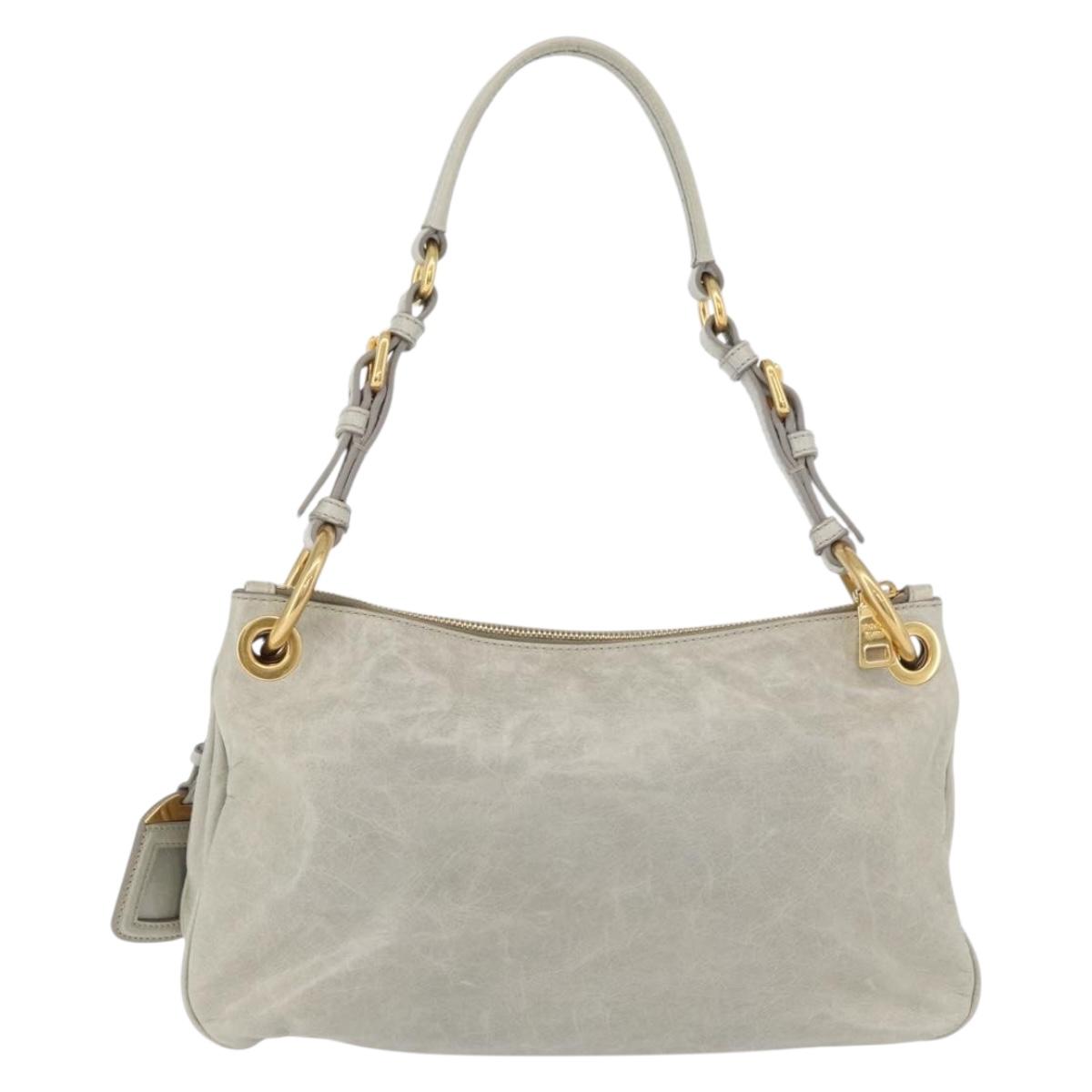 Prada Soft Calf Leather Hobo Bag Gray