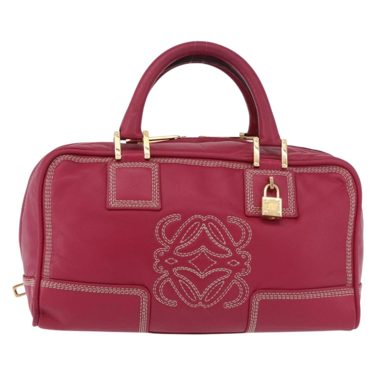 Loewe Amazona Leather Boston Bag in Pink