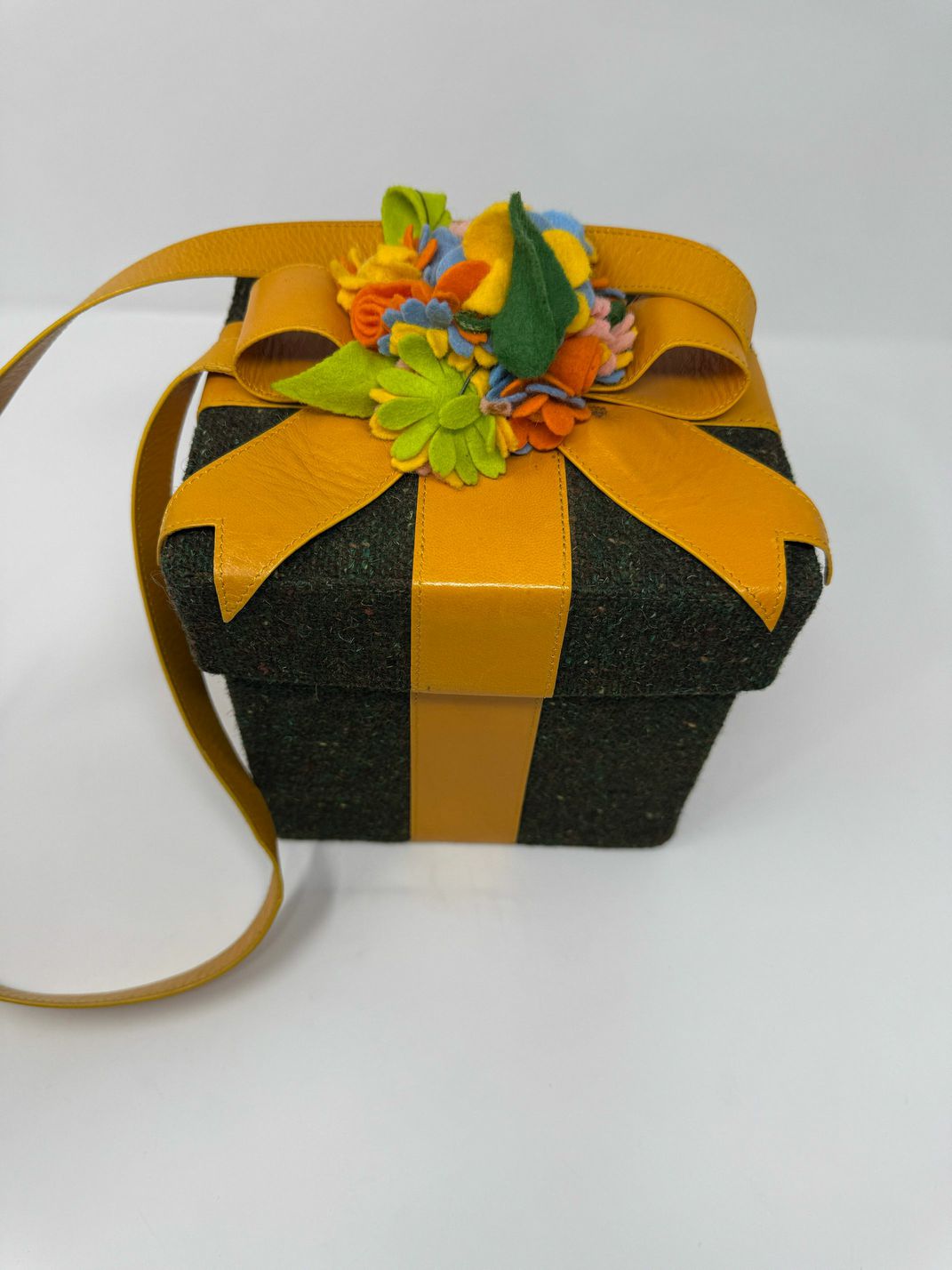 Moschino Tweed Leather Box Bag Purse