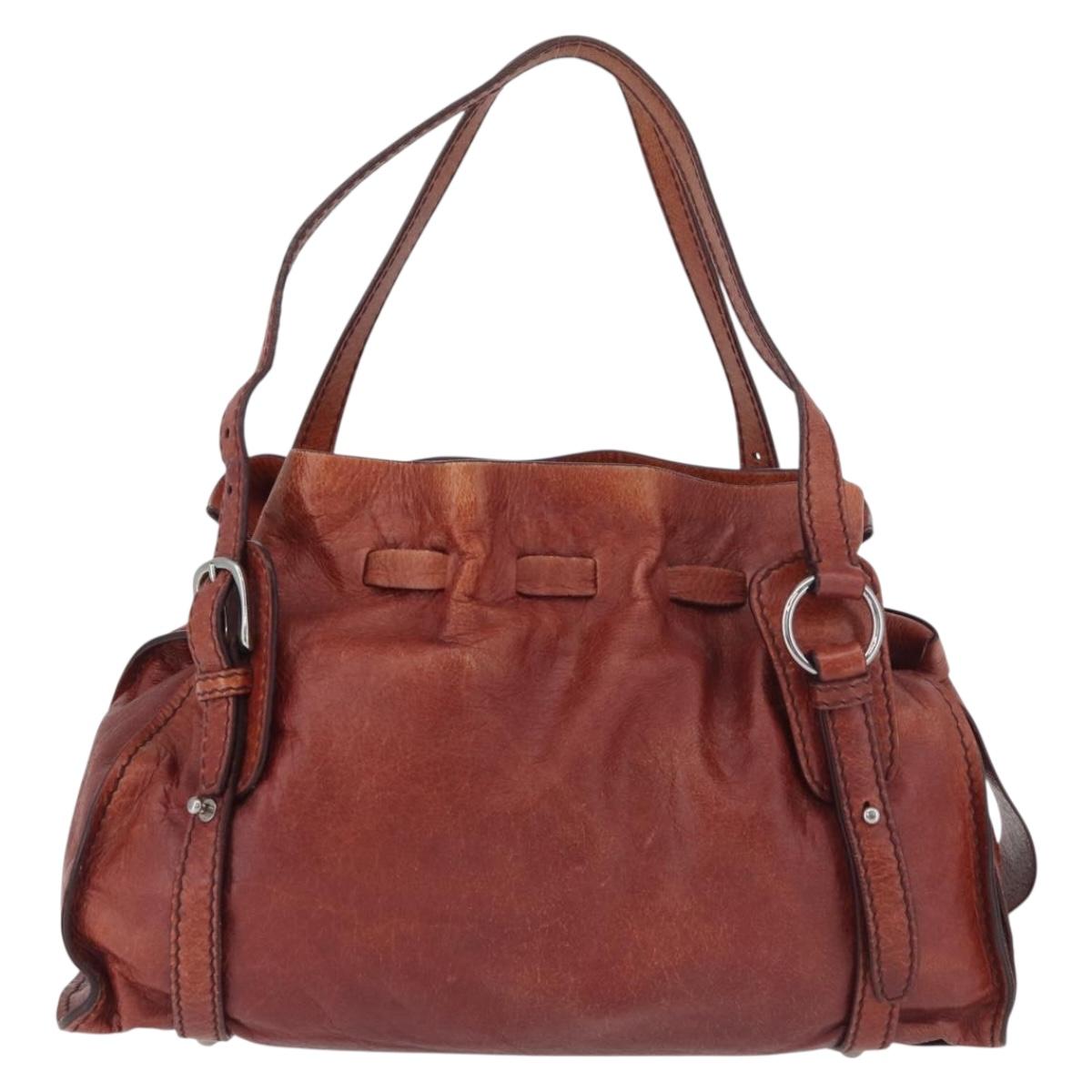 Miu Miu Cognac Leather Shoulder Bag
