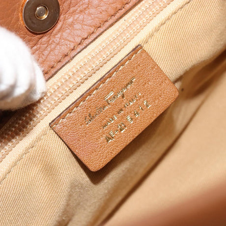 Salvatore Ferragamo Gancini Shoulder Bag Leather Brown