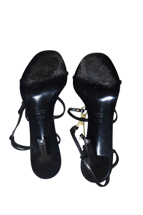 Gucci by Tom Ford black leather strappy heels with gold horsebit (9.5)