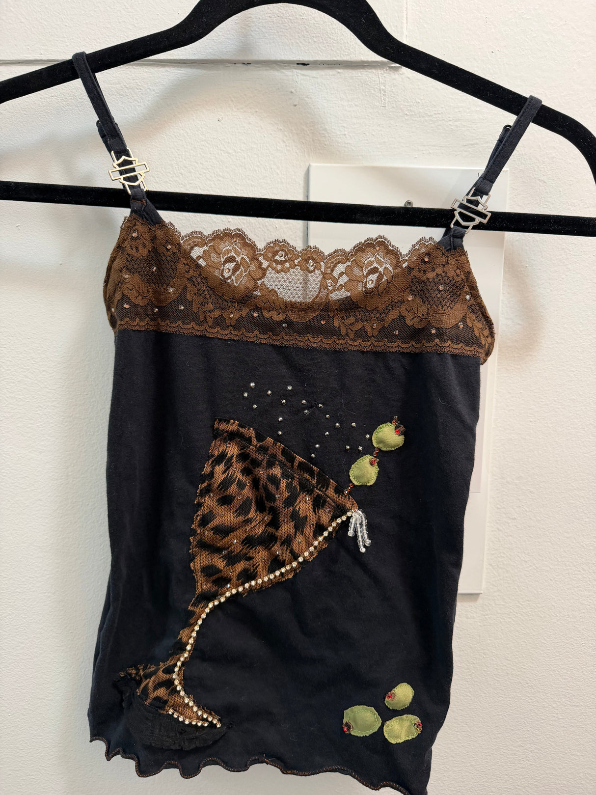 Upcycled Harley Davidson Cheetah Martini Handmade shirt