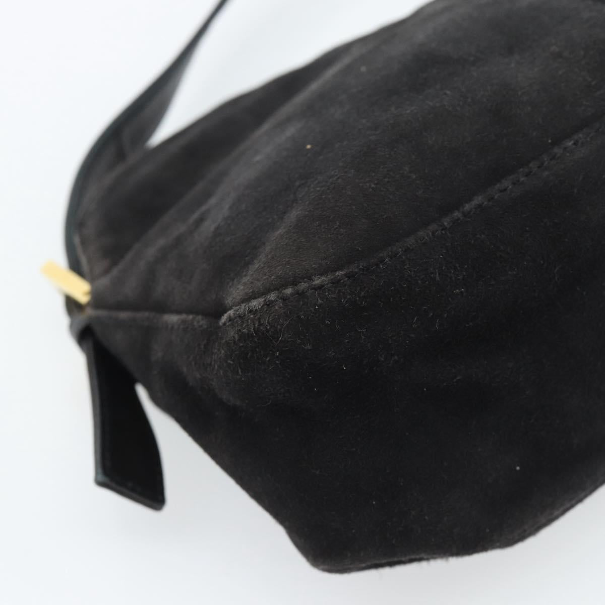 Fendi Black Suede Baguette Shoulder Bag with Red FF Hardware