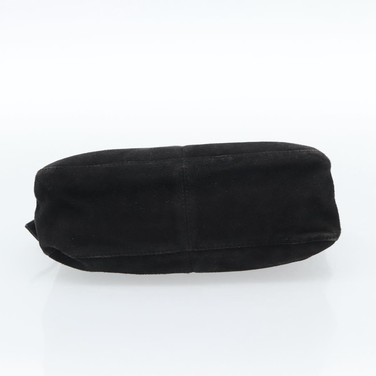 Fendi Black Suede Baguette Shoulder Bag with Red FF Hardware