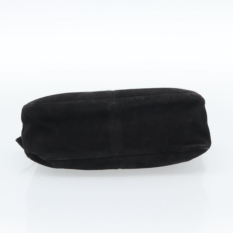 Fendi Black Suede Baguette Shoulder Bag with Red FF Hardware