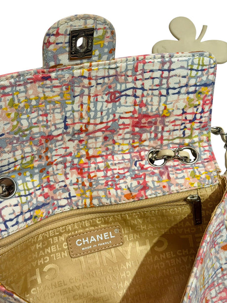 Chanel canvas watercolor clover flap bag
